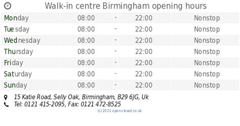 next selly oak opening times