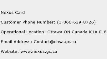 nexus telephone number for customer service
