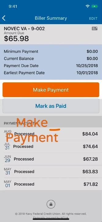 nfcu online banking bill pay