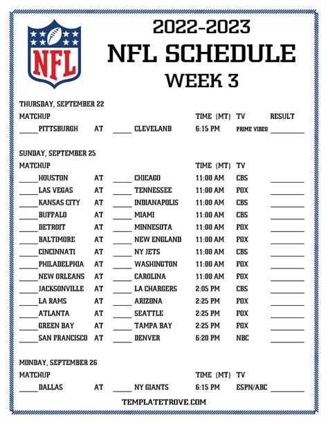 nfl game times mountain time