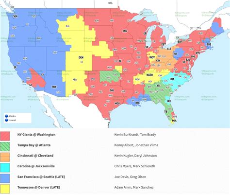 Nfl Games Today Tv Schedule Map Nfl Week 12 Coverage Map Tv Schedule