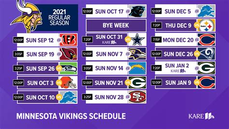 nfl minnesota vikings schedule