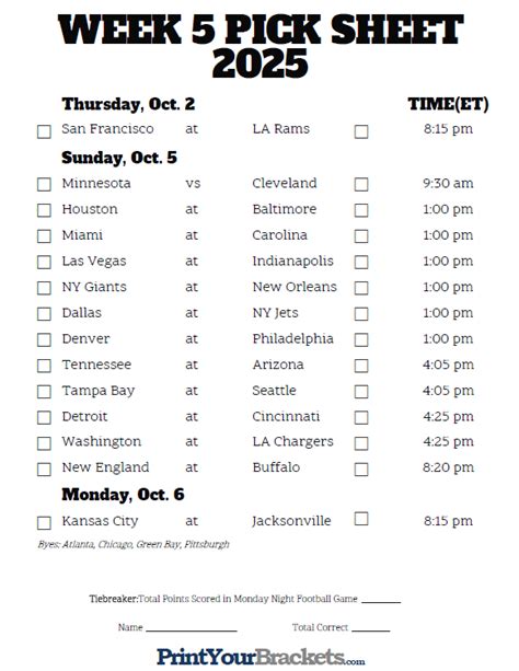 Nfl schedule week 5