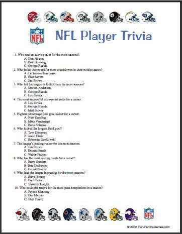 nfl sports trivia questions and answers