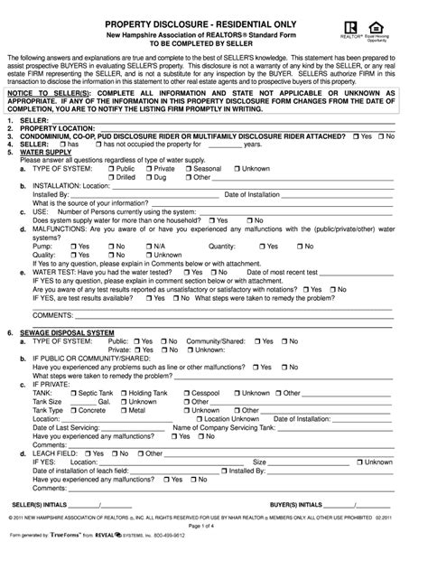 New Hampshire Property Disclosure Form Fill Out and Sign Printable