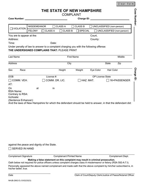 nh criminal complaint form