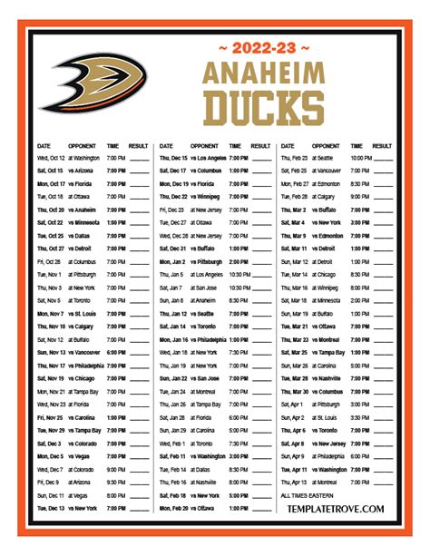 nhl ducks schedule printable