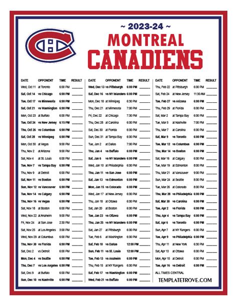 nhl schedule 2023 24 montreal canadiens