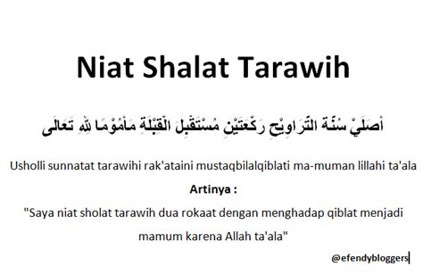 Niat Sholat Tarawih Dan Witir