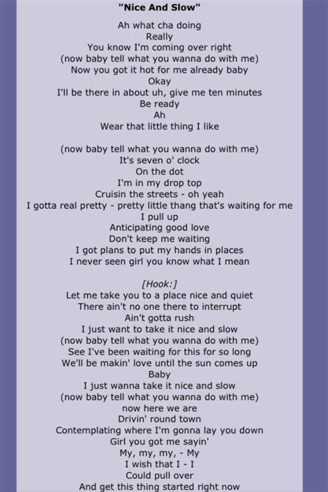 "Nice & Slow" Usher Framed Lyrics Wall Art Design