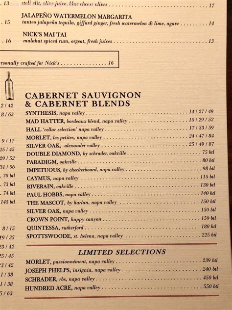 Discover Nick's Pasadena Menu: Unveiling delectable dishes for food lovers