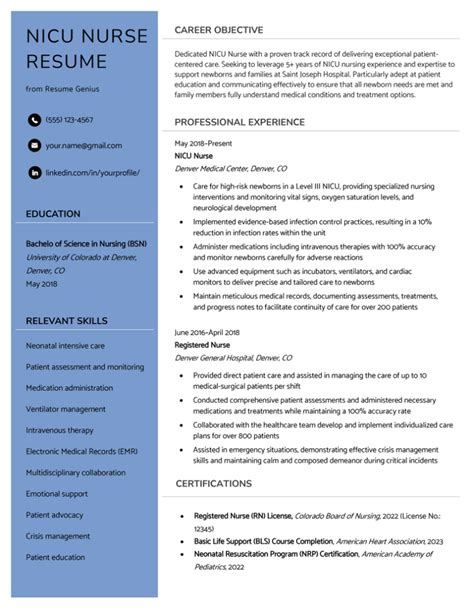 Nicu Nursing Resume / Travel Nurse Resume Example For 2021