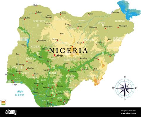 Nigeria Physical Map Printable