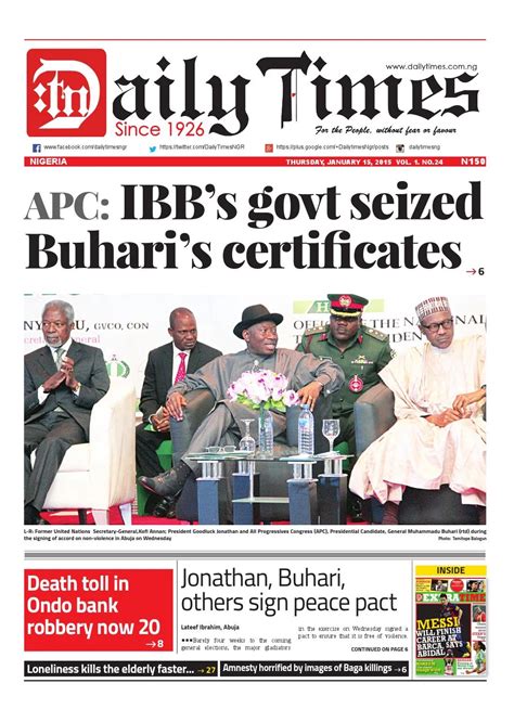 nigerian papers for today