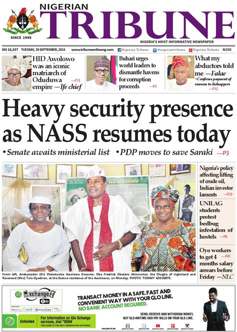 nigerian tribune newspapers on the internet