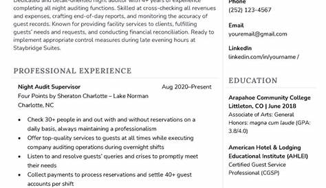 Night Auditor Resume: Example, Job Description & Guide