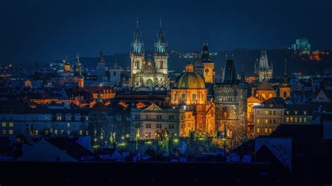 night prague by