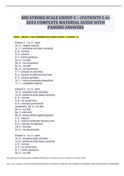 Cracking the Code: NIH Stroke Scale Group C Answers Unveiled!