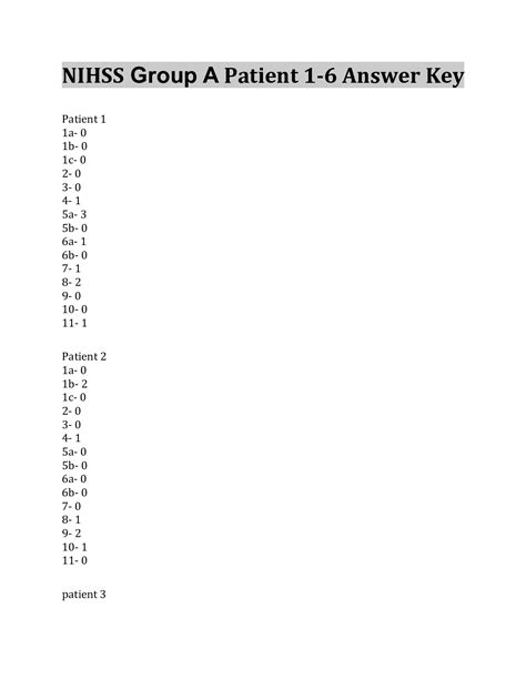 Unveiling NIHSS Answers Group A: Key Stroke Assessments