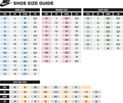 nike shoes size chart gs