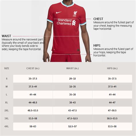 Nike Soccer Jerseys Size Chart