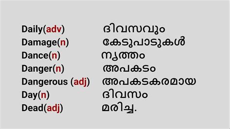 nil meaning in malayalam