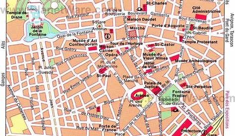 Old map of Nîmes in 1902. Buy vintage map replica poster print or