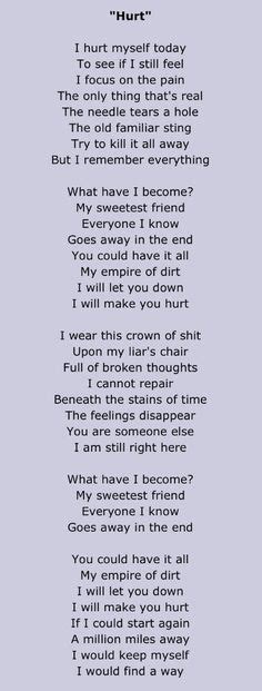 Nin Hurt Lyrics Printable