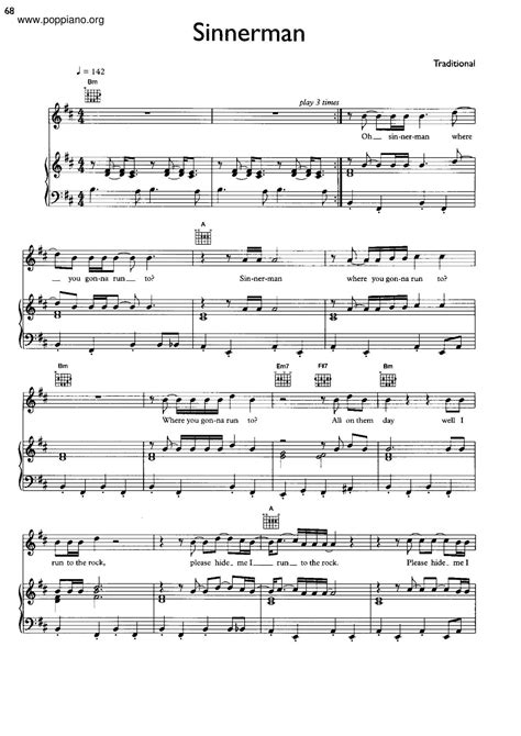 nina simone sinnerman piano sheet music pdf