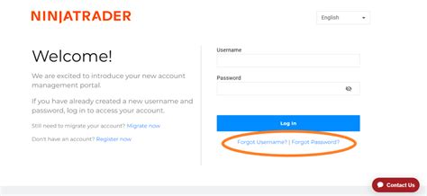 ninjatrader username and password incorrect