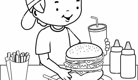 eating hamburgers coloring page - coloring.com