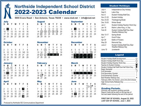 nisd school calendar 2022 2023