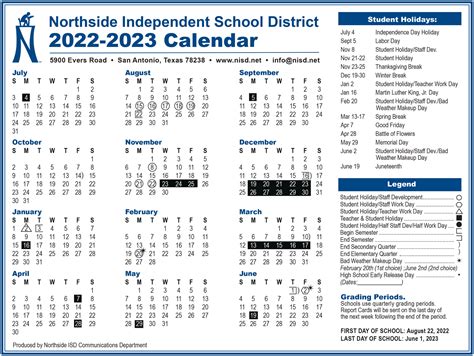 nisd school calendar 2022-23