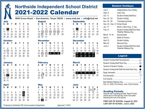 nisd school schedule 2022