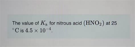 Nitrous Acid Ka Value