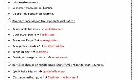 Fiches-outils du cours de français: Les niveaux de langue