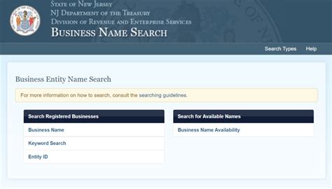 nj secretary of state business status search