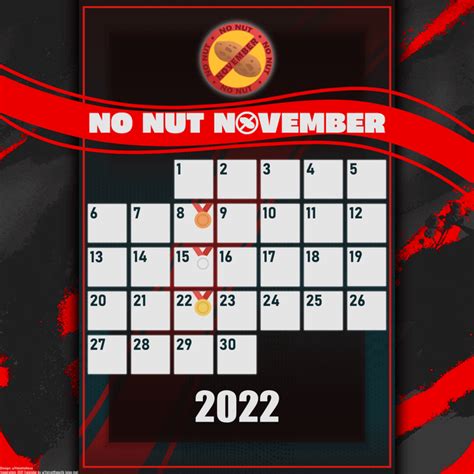 No Nut November Calendar For Every Month