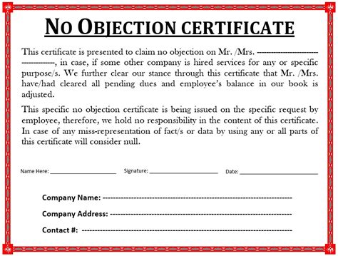 21+ No Objection Certificate Templates Free Word & PDF Samples