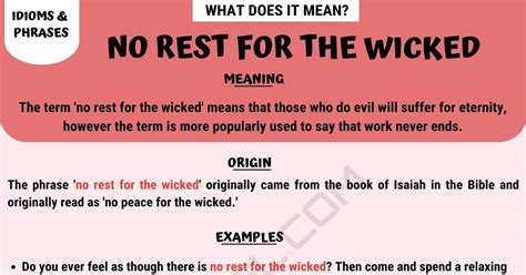 no rest for the wicked meaning and examples