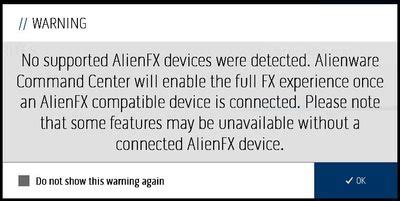 no supported alienfx devices were detected