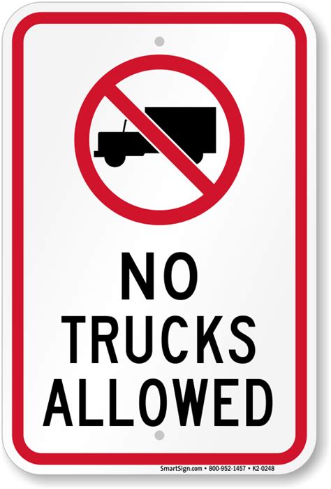 no trucks allowed road sign