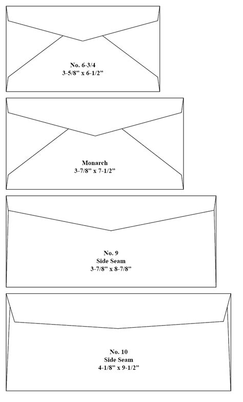 no. 9 envelope size comparison