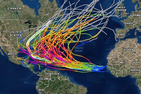noaa hurricane center atlantic map