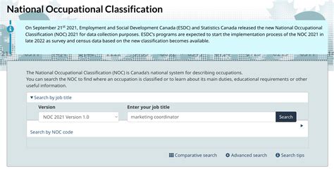 noc code for program coordinator