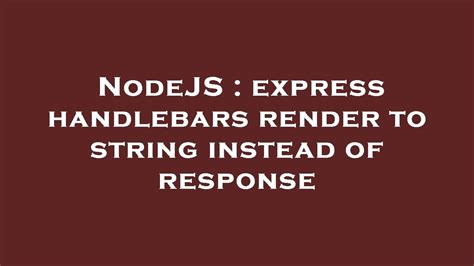 Nodejs Express Handlebars