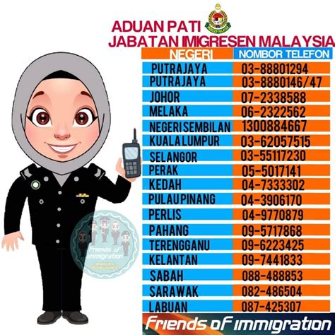 nombor telefon imigresen malaysia