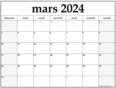 nombre de jours mars 2024
