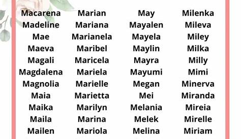 Nombres de chicas que comienzan con M - Puras Letras