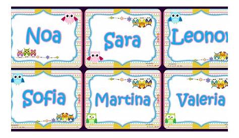 Carteles con nombres de niños y niñas para colorear y letras para